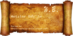 Wetzler Béla névjegykártya